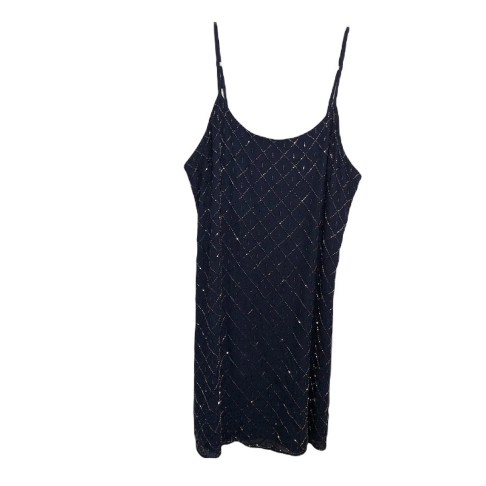 Haute Hippie Women's Size Small Sleeveless Beaded Dress Navy‎ Blue 100% Silk
